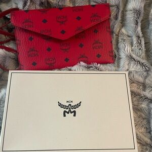 MCM Scarlet Logo Envelope Clutch